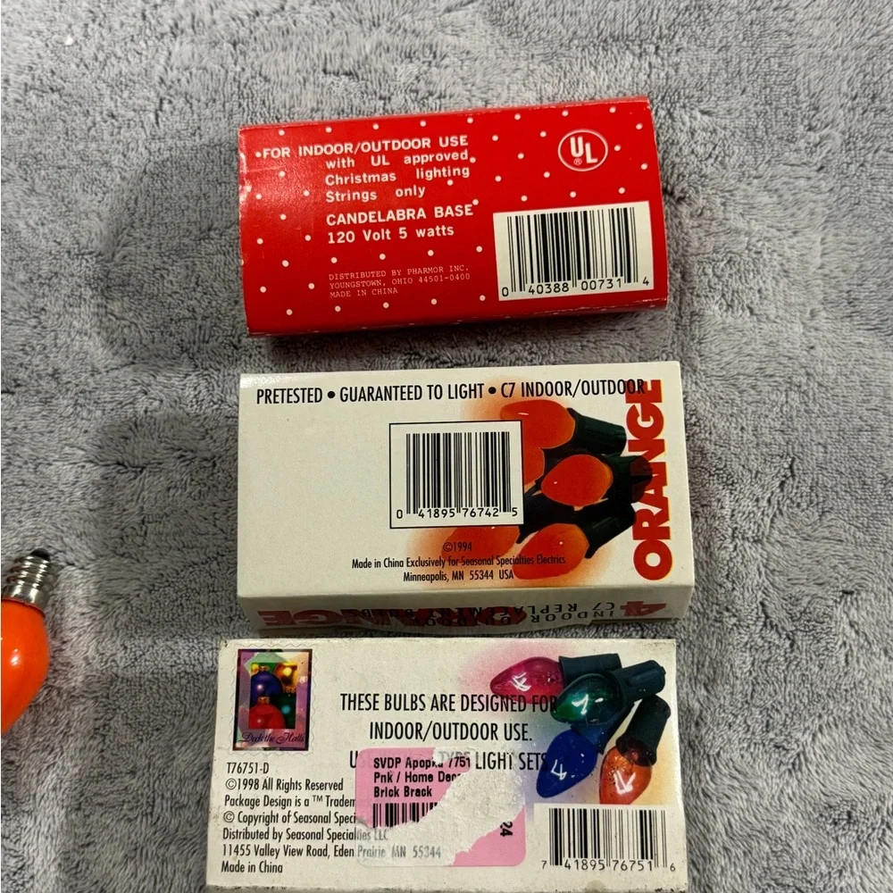 14 Vintage Indoor‎ Outdoor C-7 Replacement Bulbs Christmas 10 Orange 4 Multi
